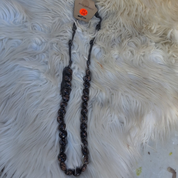 Coldwater Creek Vintage  Glass copper bead necklace hematite knotted chain NWT - Picture 6 of 7